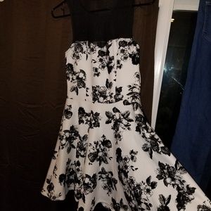 Black and white mesh top dress.